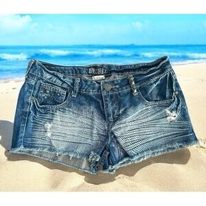 Decree Denim Jean Shorts Juniors Womens 9 Cut Off Distressed Studded Pockets